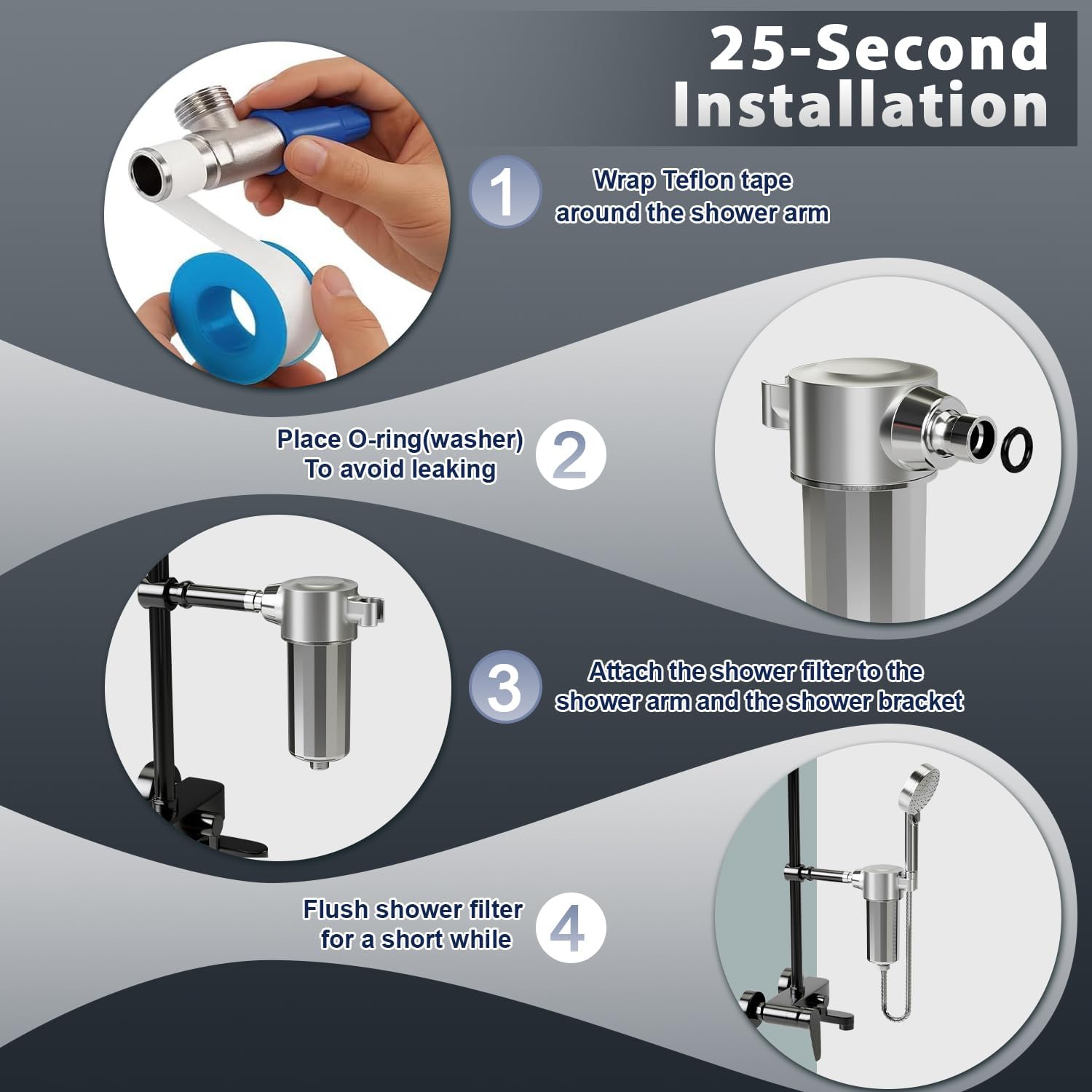 Handheld Shower Water Filter - Filters Out Oxidants & Heavy Metals, Hydrogen Sulfide, Reduces Frizz, Soothes the Scalp, Softens the Skin for Shower Filtration - Suitable for Sensitive Skin