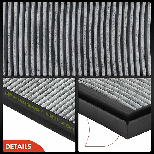 Miniatura 8 de A-Premium Filtro de aire de cabina de 4 piezas con carbón activado compatible con BMW E90 Series M3 2008-2013, V8 4.0L, filtro de polvo y olor,