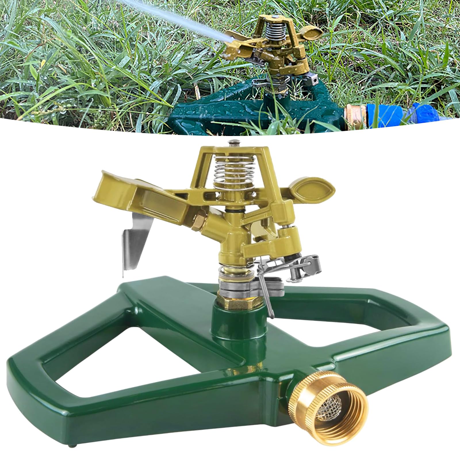 Arroseur d'eau de Jardin Socle métal, Arroseur Pelouse, Arrosage Automatique pour Jardin, Surfaces Jusqu'à 540 m², Rotatif à 360 Degrés, pour l'arrosage du Gazon et de la Jardin