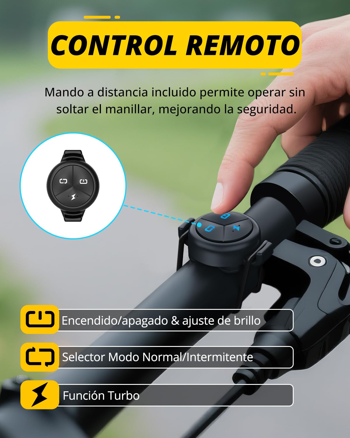 TOWILD DL1200S Luces de Bicicleta con Mando a Distancia 1200 Lumen Luz LED Delantera Montada Debajo de la Bicicleta USB-C Recargable 3200mAh Anti-Glare Linterna de Ciclismo