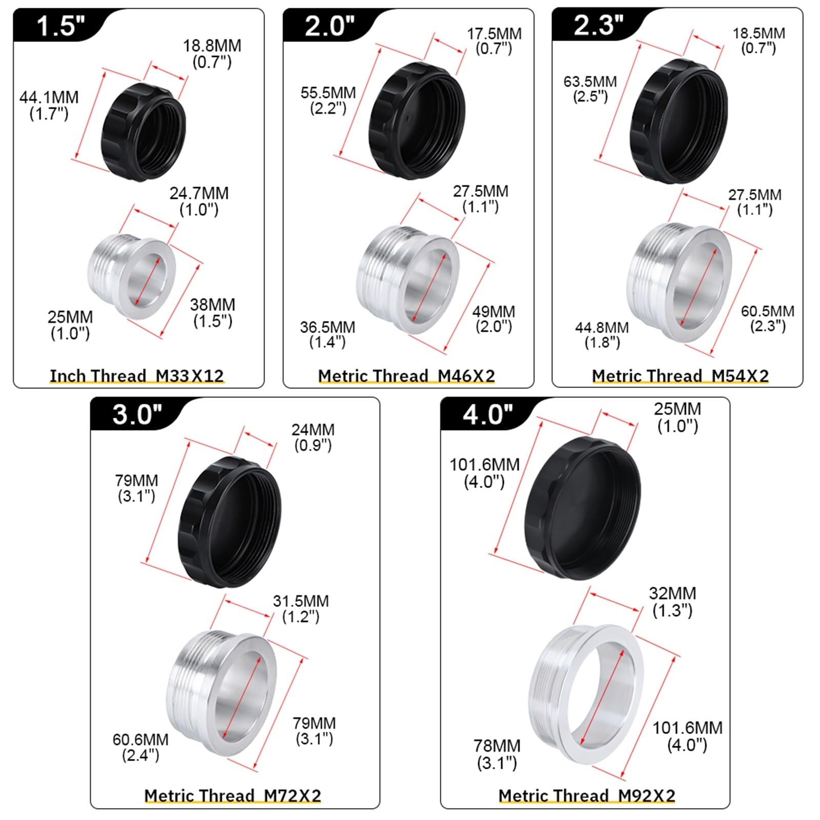 Korek Chłodnicy 3,0"/76 mm 2,5"/63,5 mm 2"/50,8 mm 1,5" 38 mm Kęs spoiny ze stopu aluminium Do szyjce wlewu i korku Zbiornik Do wodę i paliwo olejowe Czarny przewód korka wlewu paliwa(2.5 inch)