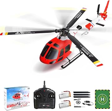 RC Helicopter, Wltoys K150 AS350 Squirrel Helicopter with Brushless Motor & Optical Flow Positioning, 6-Axis Gyro, Altitude Hold, One-Key Takeoff/Landing, 2.4GHz 4CH RTF for Beginners