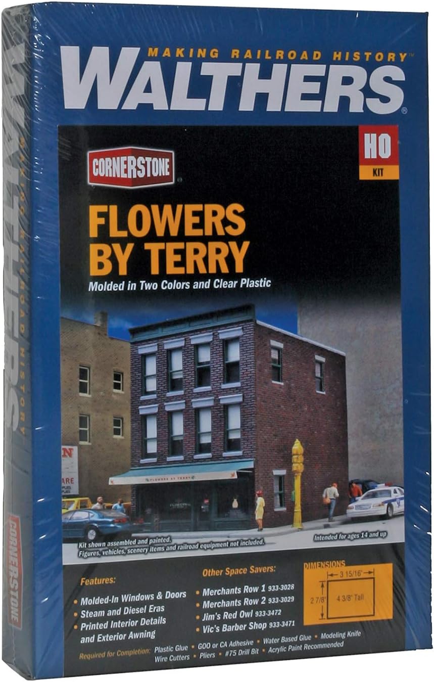 Cornerstone Walthers Flowers by Terry Kit, 3 X 4 x 4-3/8" 7.6 X 10.2 X 11.1cm, (933-3473)