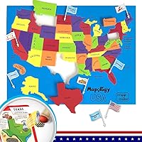 Imagimake Mapology USA States Map Puzzle with Flags & Capitals - Educational Flash Cards Toy for Kids Ages 5-10 Geography Learning