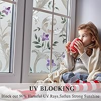 Vista 3 de Película decorativa para ventana grabada con estampado floral, película de privacidad para puerta, película de vidrio estática, sin pegamento, papel