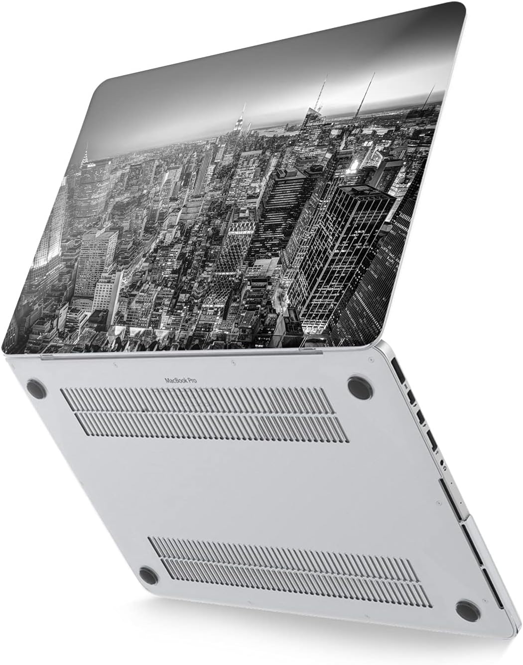 Hard Case Compatible for MacBook Pro 16 14 M3 M2 2023 M1 Pro 13 2022 Air 13 2021 Retina 2020 Mac 11 12 Laptop Print Protective Monochrome Black City Minimals New York Cover America Design