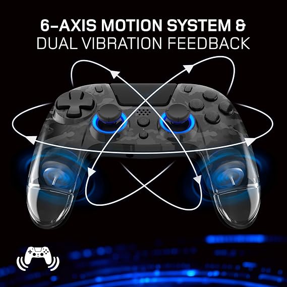 Gioteck VX4+ Wireless Controller for PlayStation 4 (PS4) - Dark Camo - Customisable RGB Lighting and Programmable Back Buttons - Bluetooth Compatible