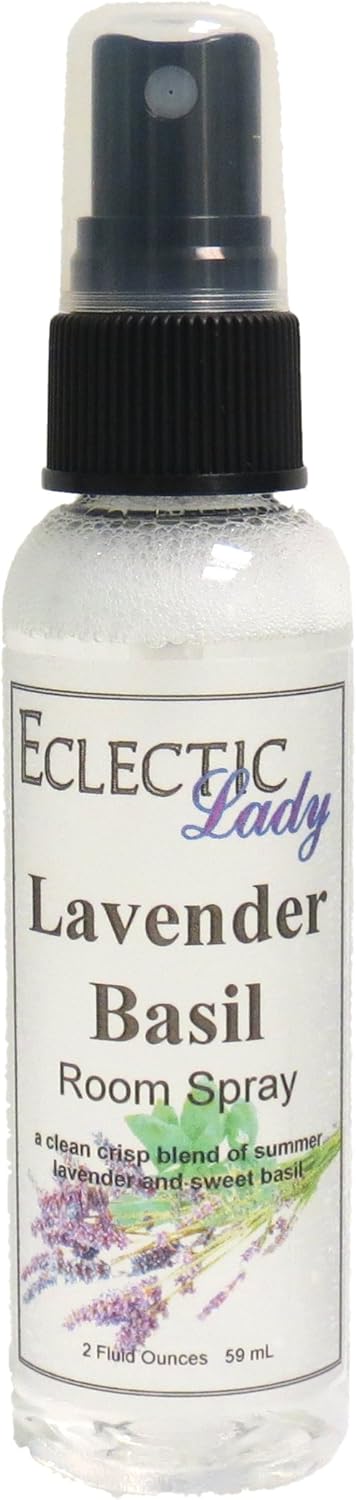 Lavender Basil Room Spray (Double Strength), 16 Ounces, No Artificial Colors, Parabens, or Preservatives - Fragrant Aromatic Room Mist For Home, Room, Office