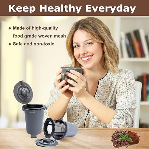 Miniatura 6 de KEEPOW 4 vasos de filtro reutilizables para cafetera Cuisinart, filtros de café reutilizables para cafetera de una sola porción