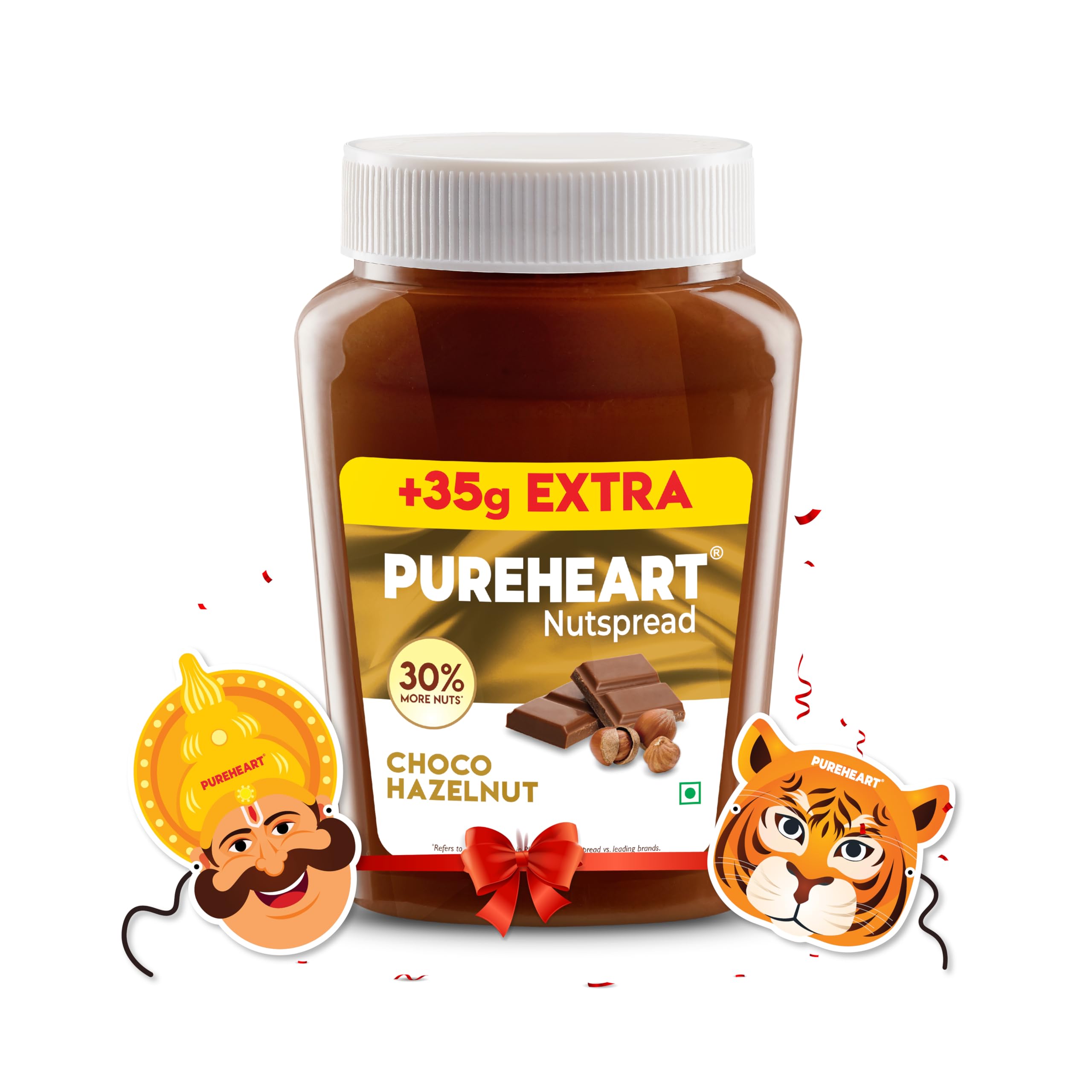 PUREHEART Nut Spread Choco Hazelnut (350 +35 gm Extra) with Mascot of Mahabali and Pulikali for Onam, Nutty, Smooth and Creamy Chocolate Hazelnut Spread for Breakfast - No. 1 Exporter of Roasted Nuts (B0DFQHT6F4) Amazon Price History, Amazon Price Tracker