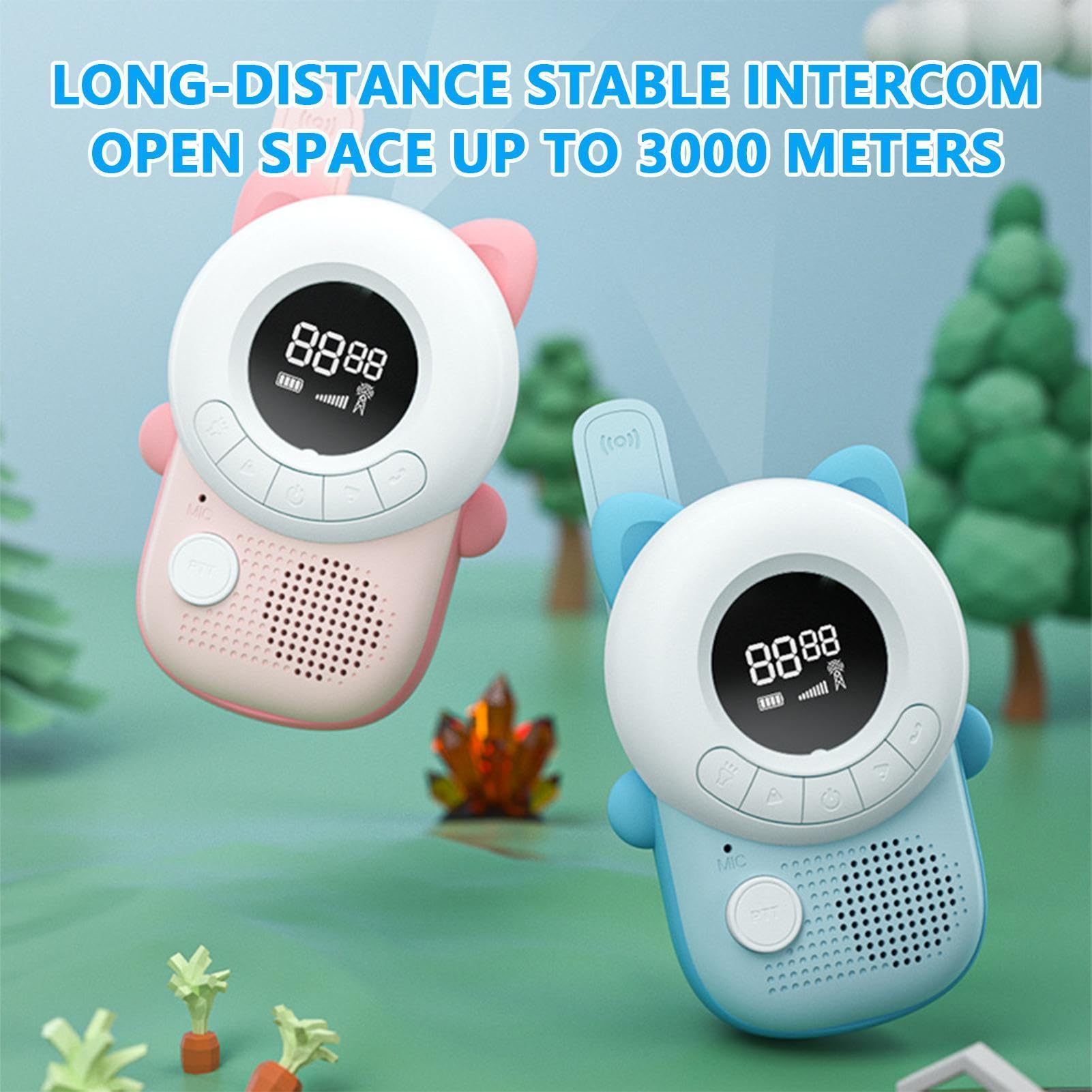 Kinder Walkie-Talkies 2er-Pack 2-teiliges LCD-Display mit Taschenlampe | Kinder Outdoor-Spielzeug Walkie-Talkies für , Mädchen, Zuhause, Camping, Reisen, Park, Garten,
