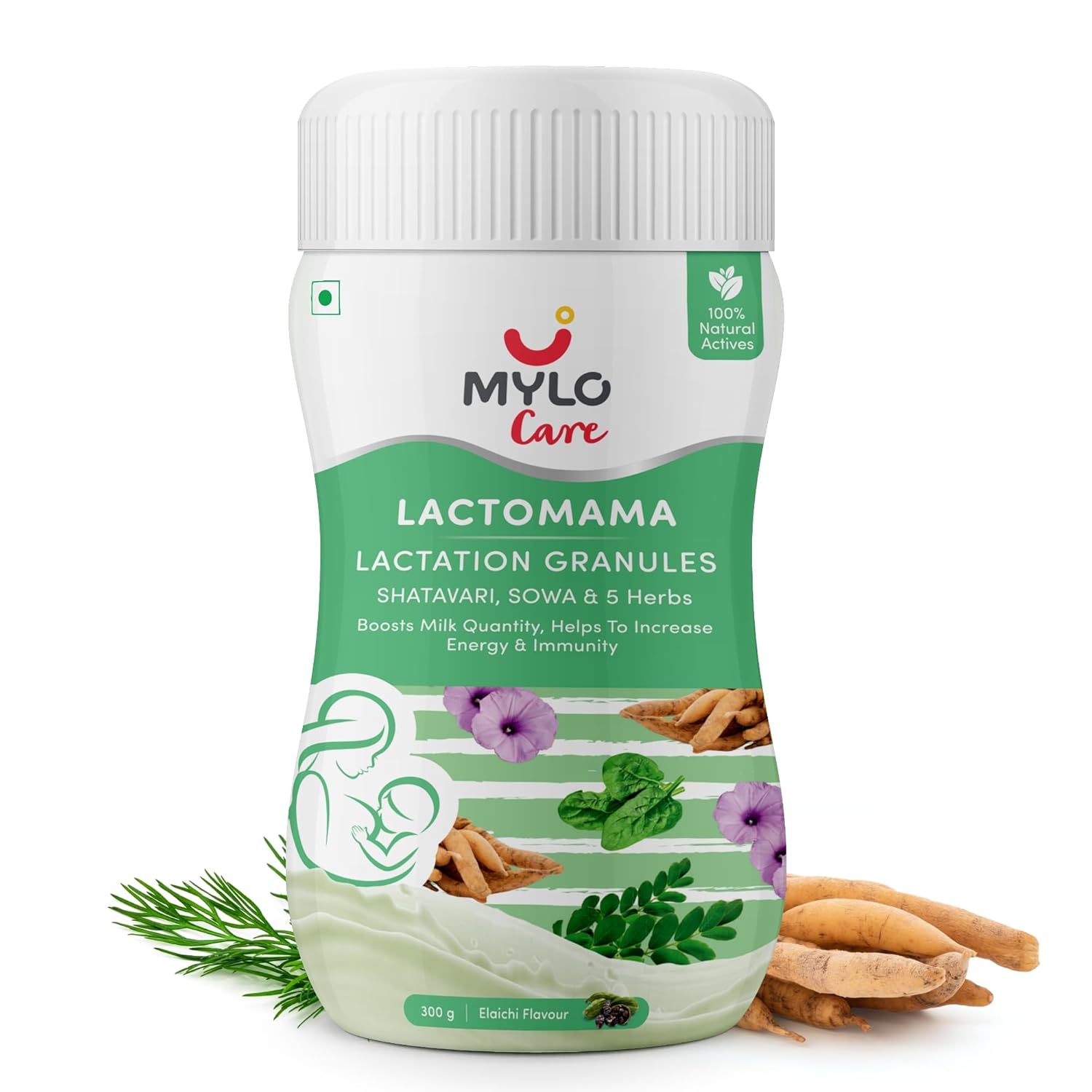 Mylo Lactomama Granules – Lactation Supplement for breastfeeding with Shatavari to Increase Breast Milk (Elaichi Flavour – 300 g ) | With Herbs like Moringa, Sowa & 5 Others | 2 Scoops per Serving (Pack of 1, Elaichi) Mylo Lactomama Granules – Lactation Supplement for breastfeeding with Shatavari to Increase Breast Milk (Elaichi Flavour – 300 g ) | With Herbs like Moringa, Sowa & 5 Others | 2 Scoops per Serving (Pack of 1, Elaichi)