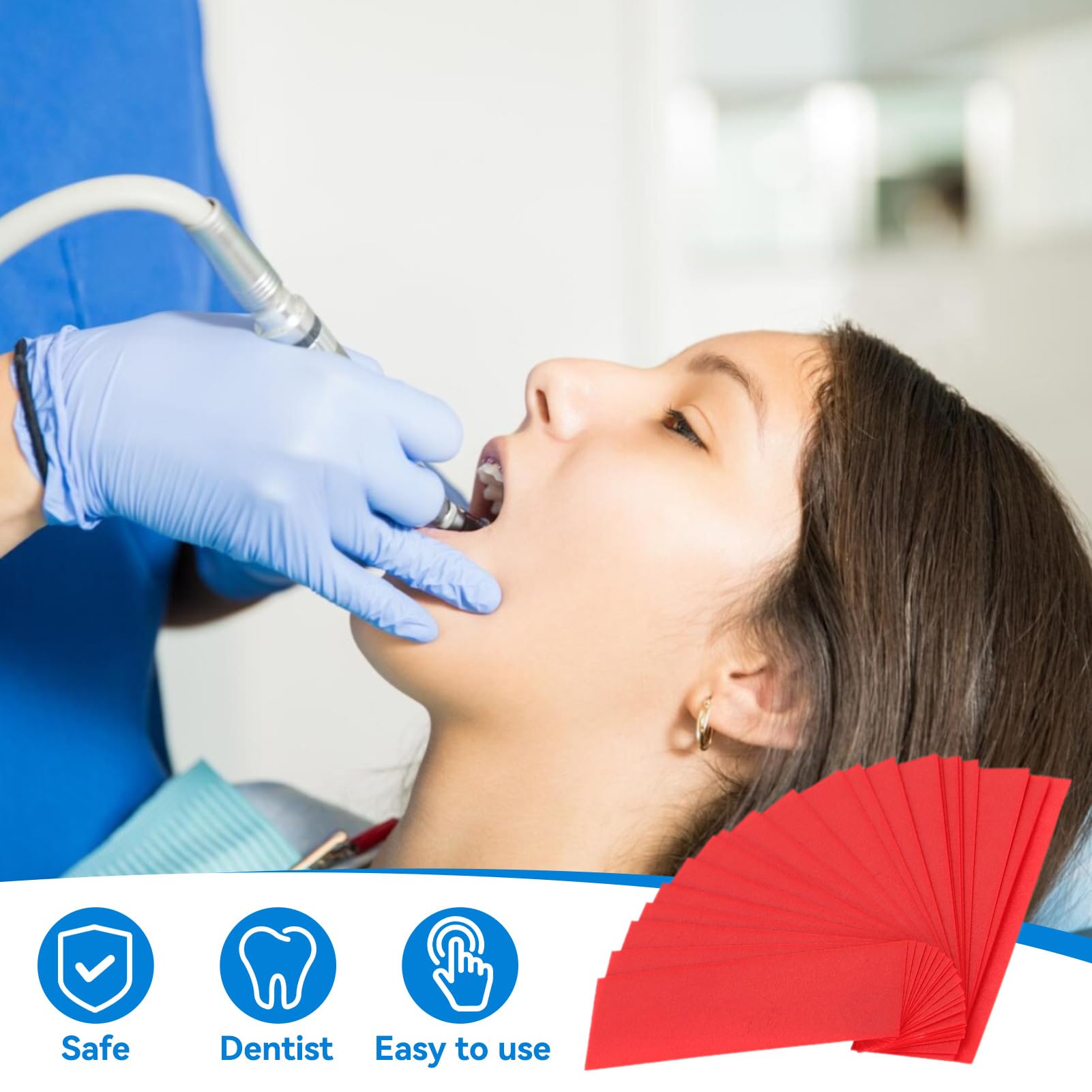 Papel de articulación dental 300 piezas con dispensador de plástico rojo