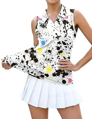 Womens Sleeveless Golf Polo Shirt V-Neck Collared 2026 Summer Tennis