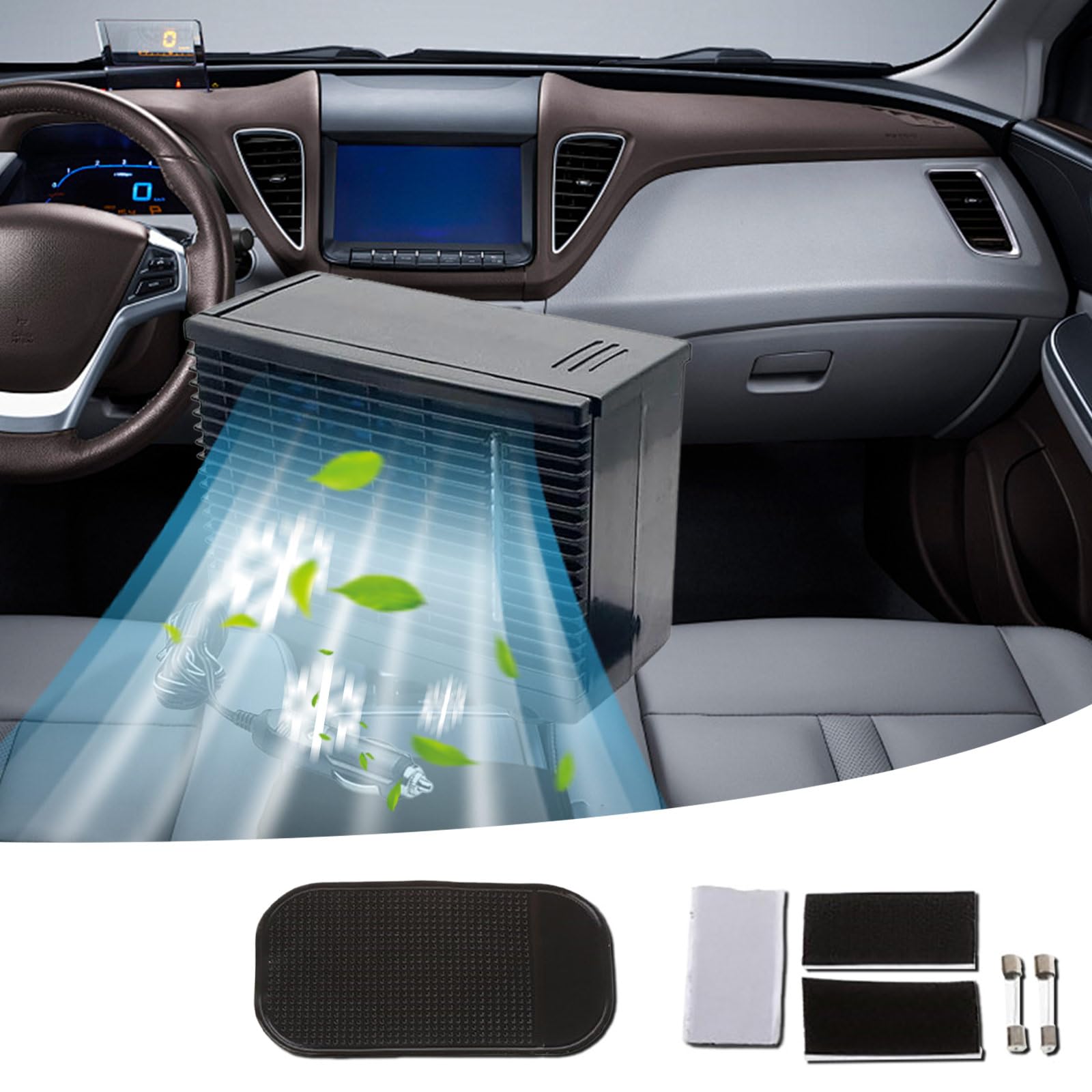 12 V Auto-Klimagerät, tragbar, Autoventilator mit Kaltwassertank, Luftkühler für Büros, Schlafzimmer, Häuser und Autos, Camper, Reisende (A)