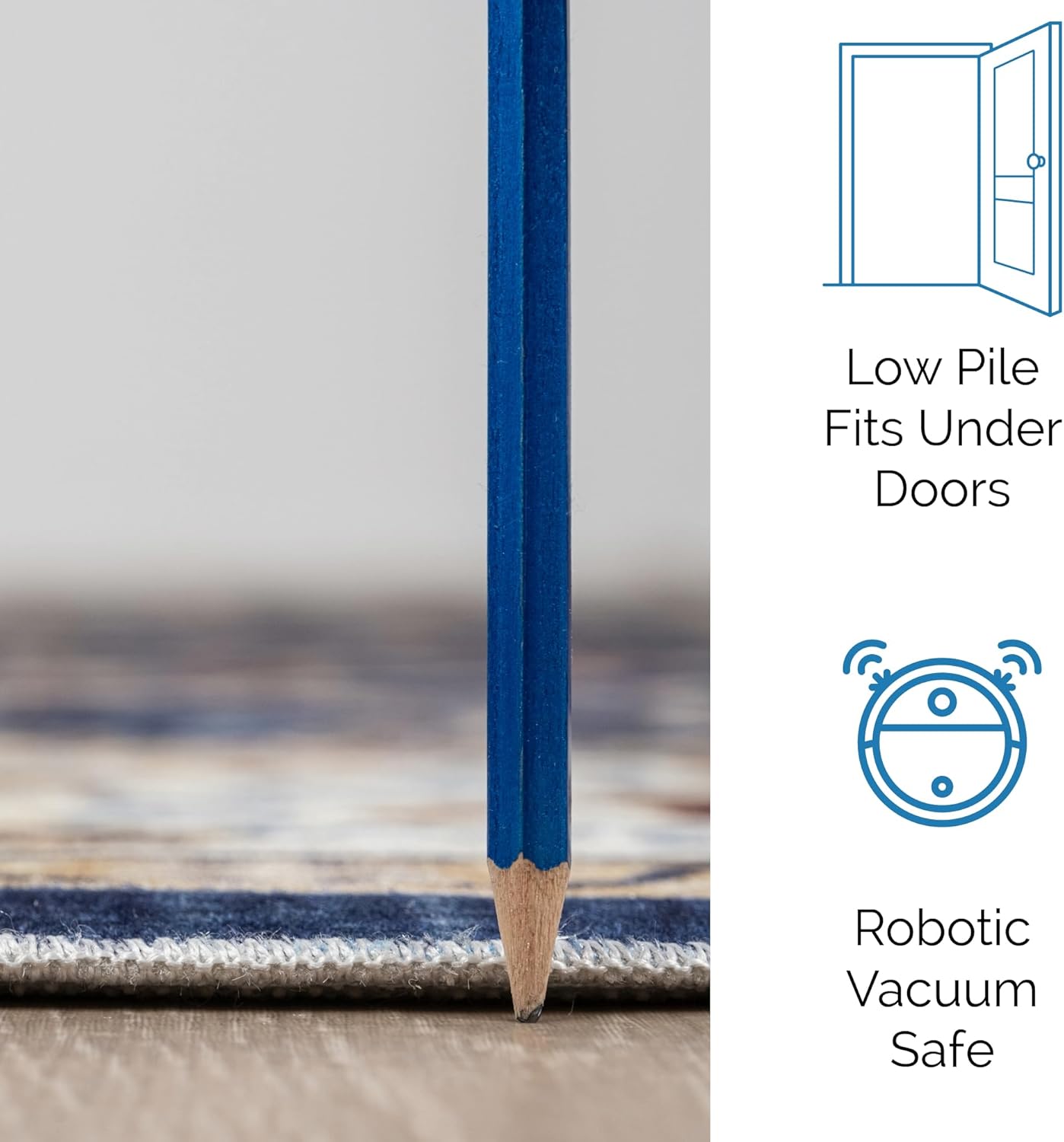 Super Area Rugs - 3X5 Machine Washable Rug Traditional Vintage Small Rug for Entryway - Navy, 3' x 5'