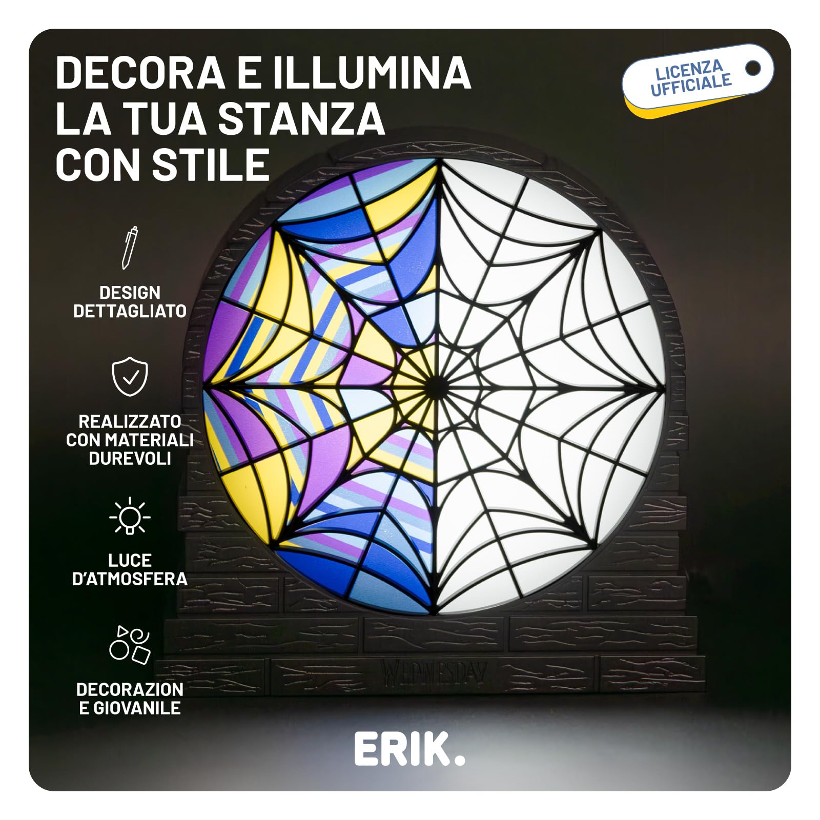 Grupo Erik Lampada Mercoledì Addams - Lampada da Comodino o da Tavolo LED Gaming con Cavo USB o Batterie AAA | Luce Notturna Wednesday Addams 16,7 x 17 x 4,7 cm