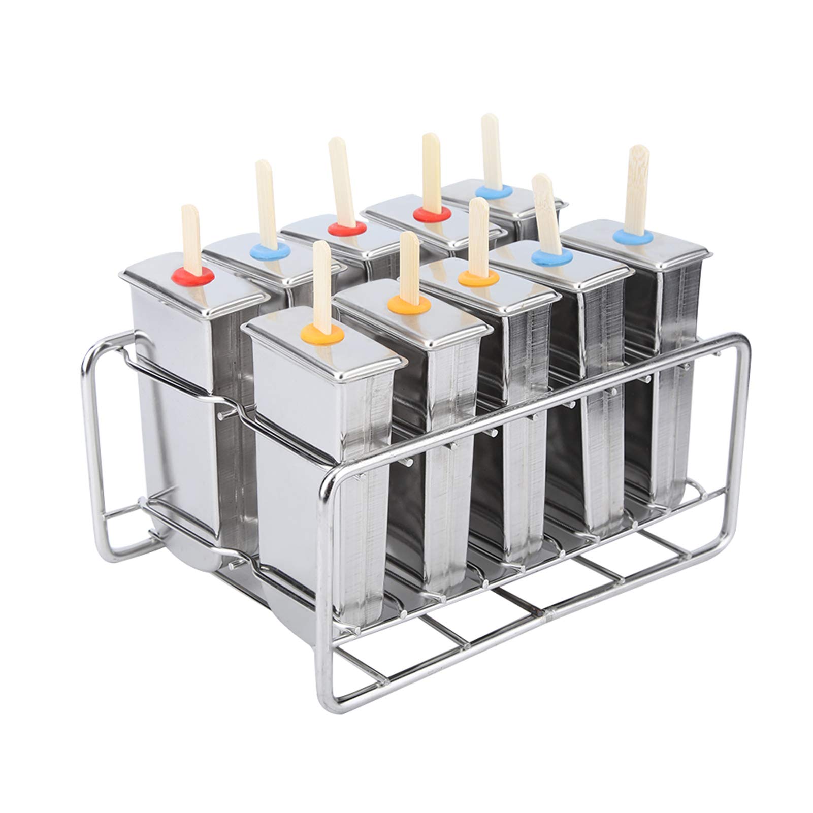 Nikou Molde de helado de cabeza redonda de acero inoxidable moldeo de helado de moho doble ranura para paletas caseras