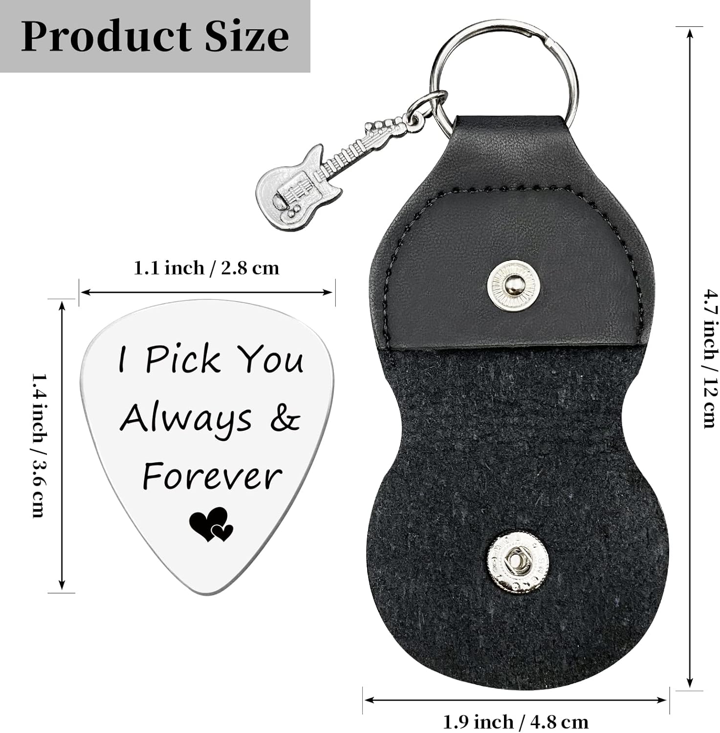 I Pick You Always Forever,Stainless Steel Engraving Guitar Picks Jewelry Gift for Men Boyfriend Husband Dad Son Musician Guitar Player Birthday Christmas Thanksgiving Father's Day Gifts - Image 2