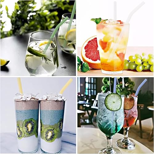 Miniatura 5 de JASHII Pajitas de vidrio blanco, 10 popotes de cristal reutilizables con cepillo limpio, 7.87 x 0.3 pulgadas, pajitas de vidrio portátiles para