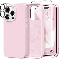 Vista 28 de GONEZ Funda de silicona para iPhone 14 Pro Max, compatible con MagSafe, con protector de pantalla + protector de lente de cámara, silicona líquida a