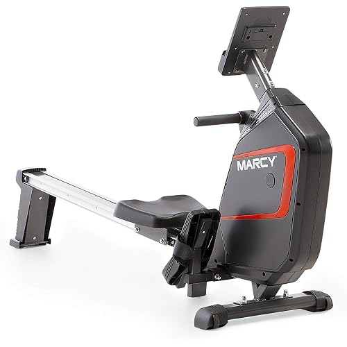 Marcy Compact 8-Level Adjustable Magnetic Resistance Rowing Machine with Transport Wheels