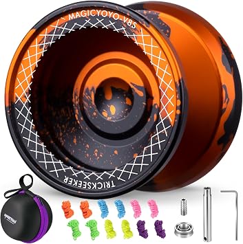 Responsive & Unresponsive Yoyo V8s, Metal Yoyo for Kids Beginners, Professional Yo-Yo for Adults with Unresponsive Yo yo Bearing, 12 Strings, Case Bag, Removal Tool Black Golden