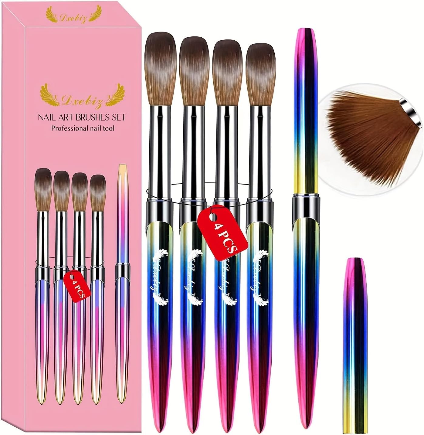 MAGIC ARMOR Acrylic Nail Brush Set, Size 10/12/14/16 for Acrylic Powder