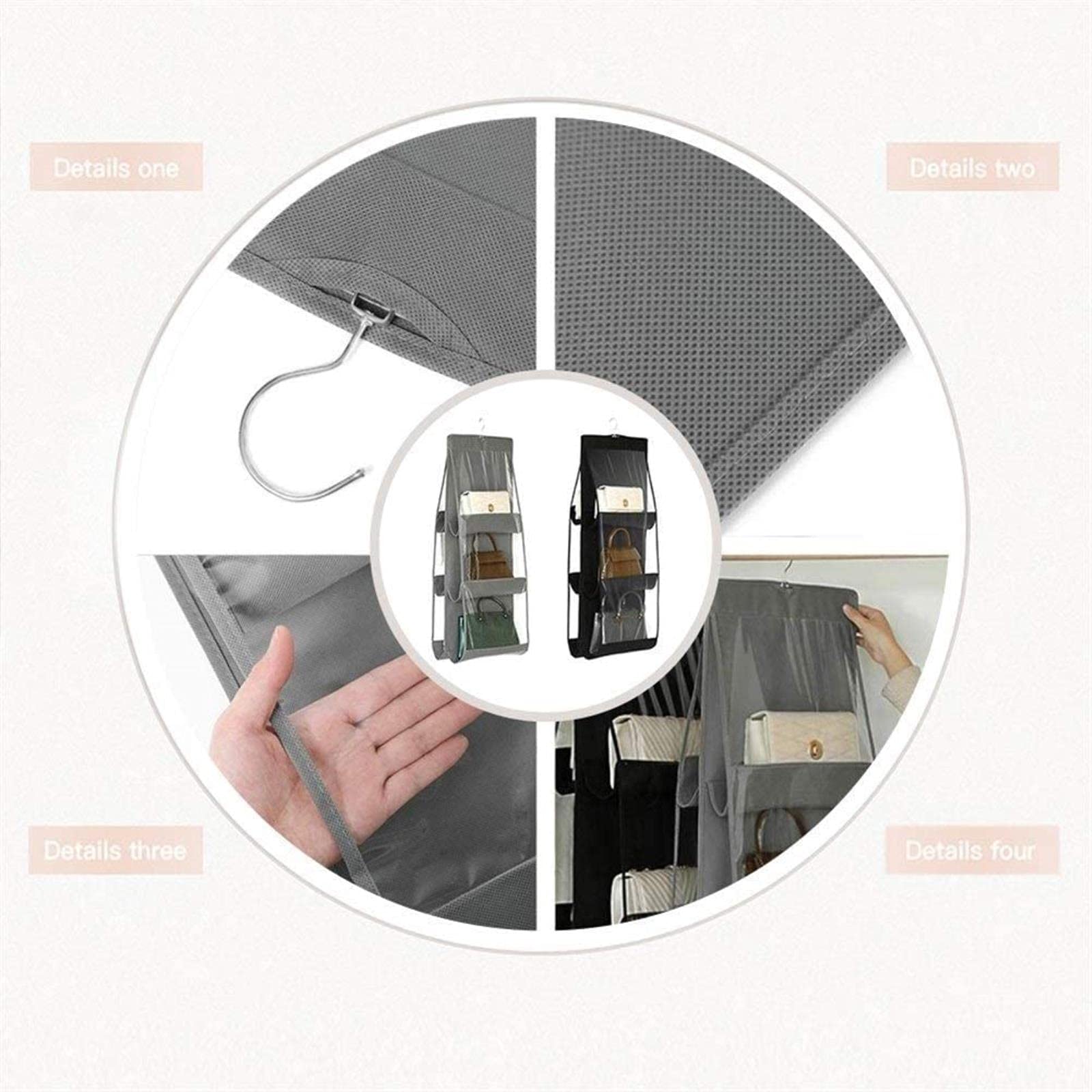 Hängende Aufbewahrungstasche Fall Tür Hängende Wand Organizer Hängende Aufbewahrungstaschen 6 Taschen Faltbare Hängetasche 3 Schicht Faltbare Regaltasche Pu