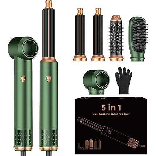 5 in 1 Blow Dryer Brush Set,Hot Air Styler Negative Ion Air Curling Wrap Air Curler, Round Brush Blow Dryer Curling Iron Hair Styling Tools Gift for Dry,Volumize, Straight,Curl,100-120V