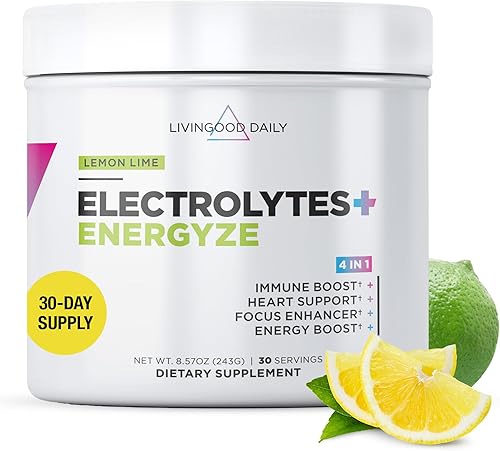 Livingood Daily Electrolitos en polvo sin azúcar  Polvo de hidratación de electrolitos keto con vitamina C taurina D-ribosa y FOS  Mezcla de bebida