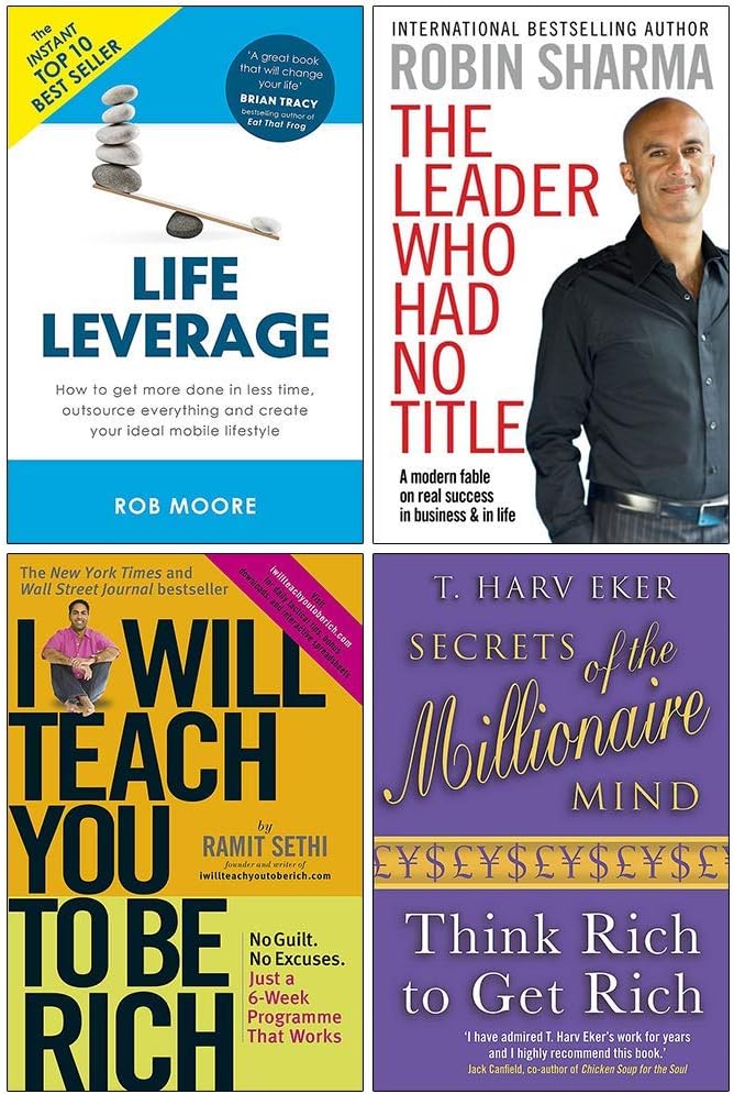 Life Leverage, The Leader Who Had No Title, I Will Teach You To Be Rich, Secrets of the Millionaire Mind 4 Books Collection Set