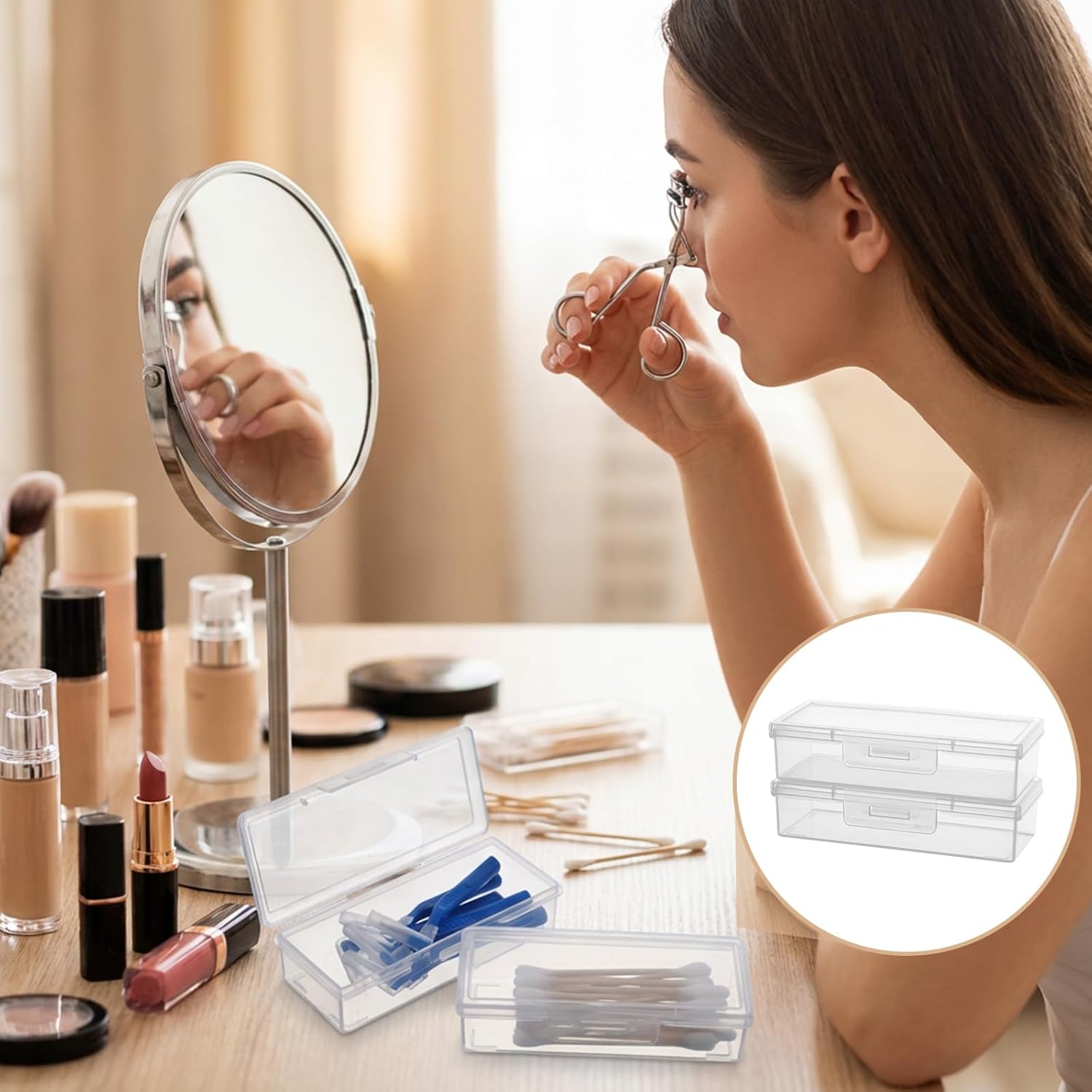 3PCS Floss Pick Holder Cotton Swab Holder Cotton Pad Holders Dental Floss Holders with Lid for Travel Cottons Buds Flosss Small Items - Image 3