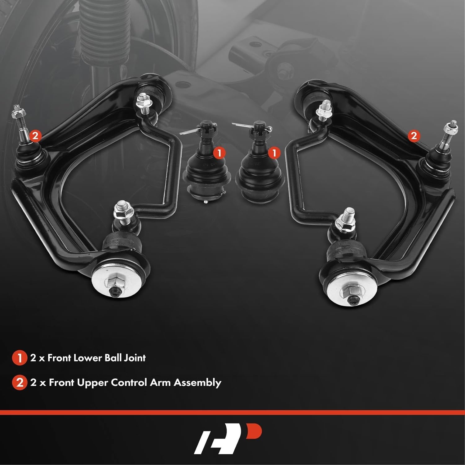 A-Premium Set of 4, Front Upper Control Arm, Lower Ball Joint, Compatible with Ford Explorer 2002-2005, Mercury Mountaineer 2002-2005