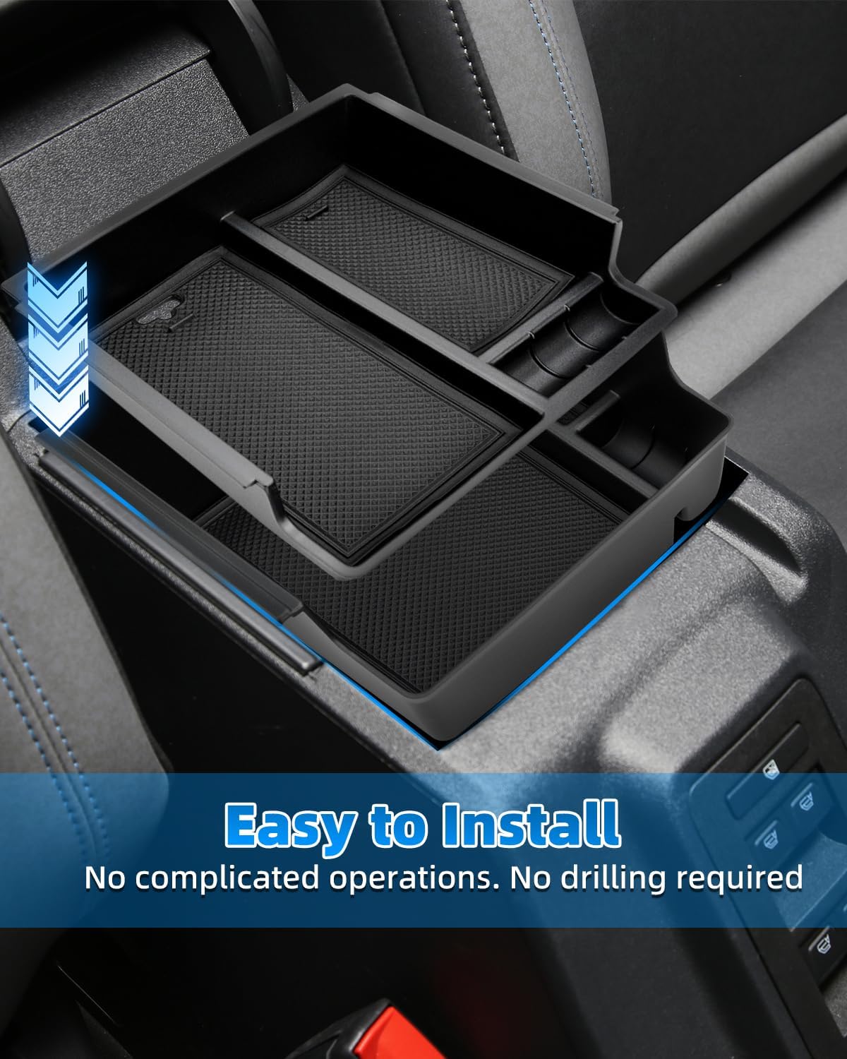 Bestview Center Console Organizer Compatible with Fo-rd Bronco 2021-2024 2/4-Door, Storage Box wiht Non-Slip Mat Black