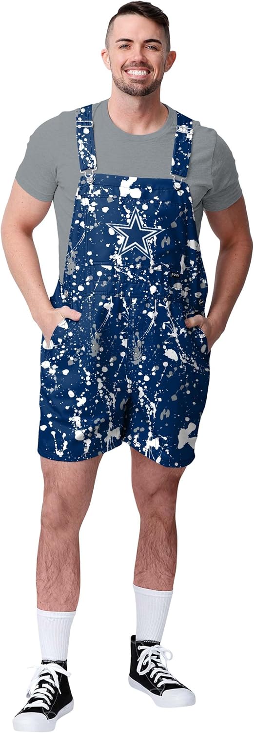 FOCO NFL mens Nfl Bib Shortalls Summer Shorts Overalls
