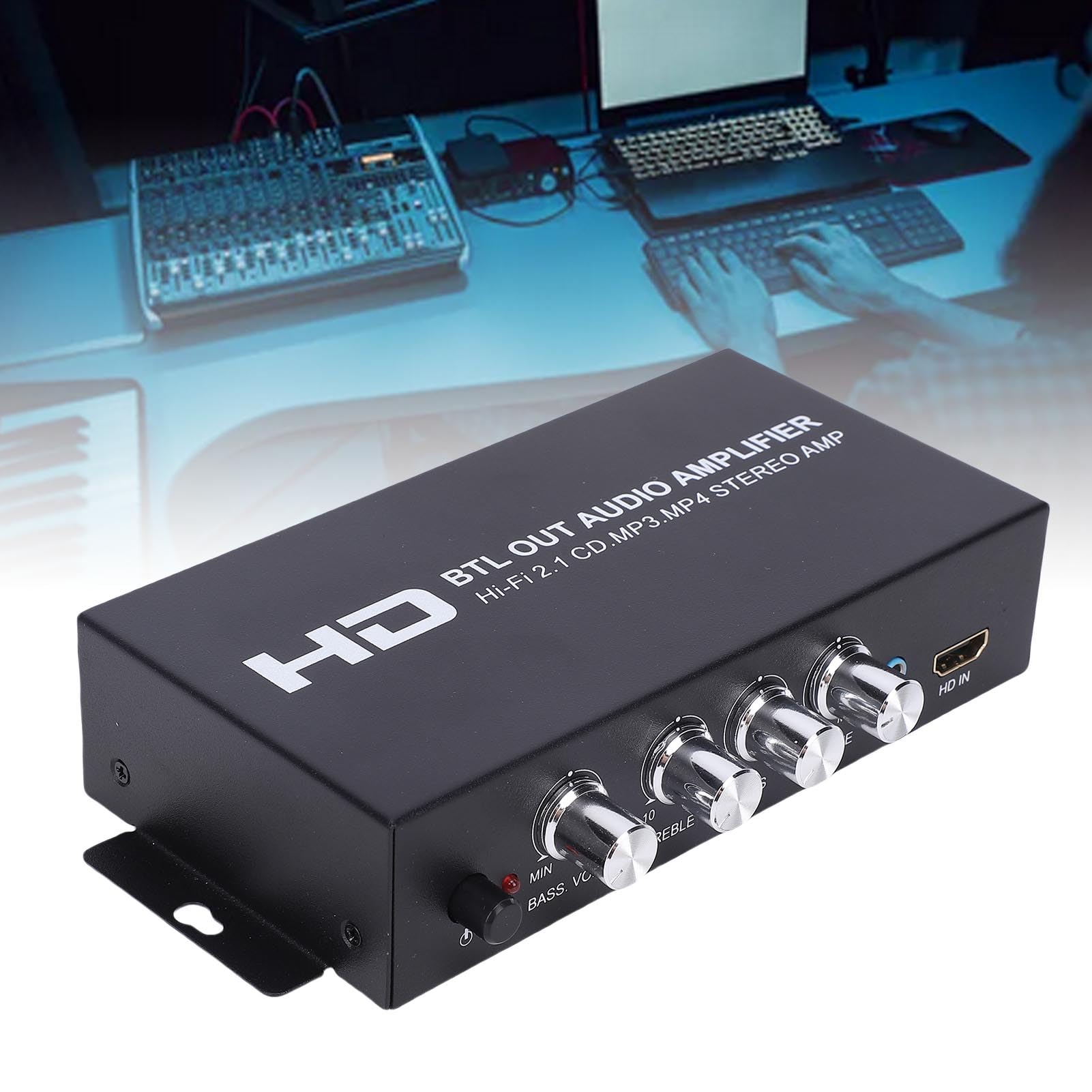 Amplificador Estéreo Bluetooth M045, Receptor de Sonido 2 Canales HiFi, Potencia 2x80W, Entrada HDMI y AUX, para Cine en Casa Karaoke Altavoces