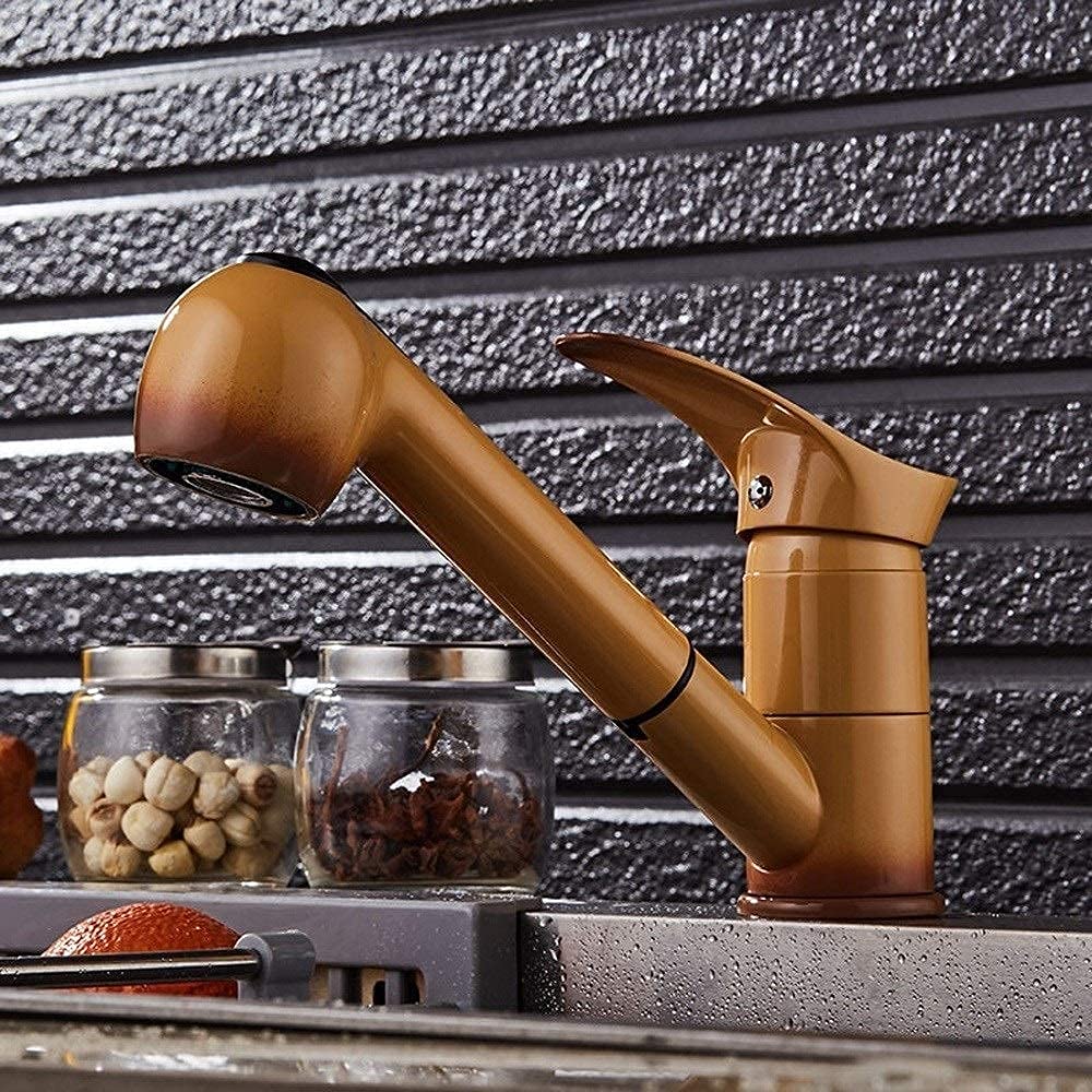 Rubinetti, Miscelatori Estraibili per Lavello Cucina Rubinetto per Lavabo da Bagno con Bocca Girevole Monocomando con Getto in Ottone, con Accessori Comfortable anniversary