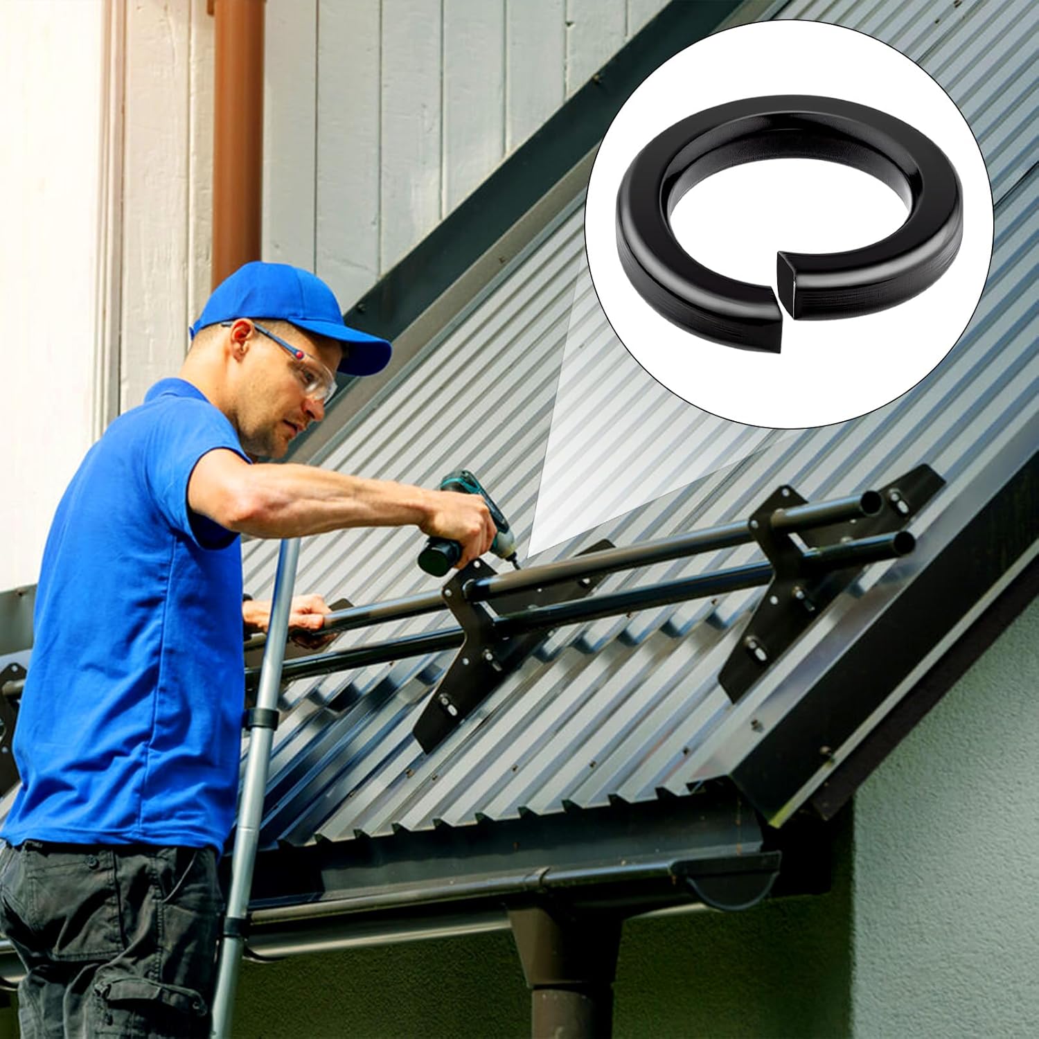 60pcs Spring Washers M5 Spring Washers Stainless Steel A2/V2A Washers Smooth Washers Body Washers Spiral Black Spring Washers Snap Ring for Household Appliances Mechanical Devices