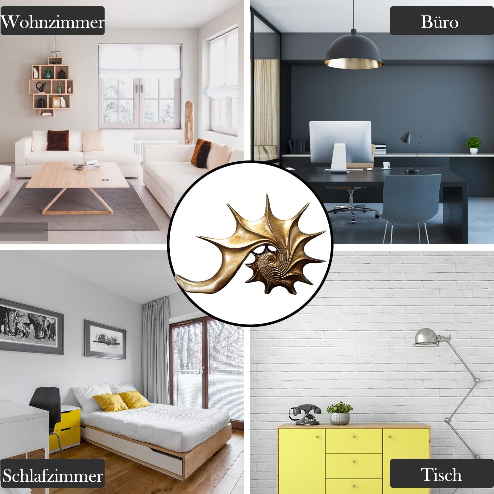 YUDIZWS Muschel Skulptur Deko Wohnzimmer Modern Harz Abstrakte Kunst Statue | Schreibtisch Dekorationen für Zuhause & Büro,40.5 x 28 x 5.5 cm