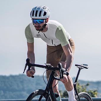 Santic Men's Cycling Jersey Short Sleeve Tops Pro Road Bike Shirt Full Zipper UPF 50+ Bicycle Jersey with Pockets