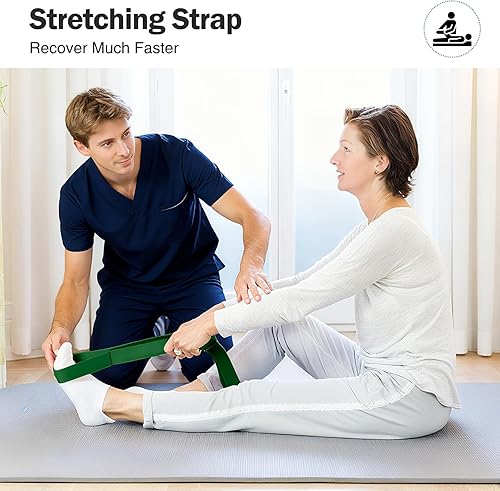 Miniatura 7 de Correa elástica de yoga para terapia física, 10 bucles banda elástica no elástica para pilates, flexibilidad, ejercicio y gimnasia