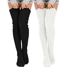 Women's Cable Knitted Thigh High Boot Socks Extra Long Winter Stockings Over Knee Leg Warmers