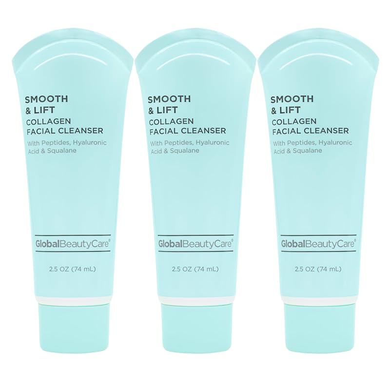 Limpador facial com colágeno Global Beauty Care Smooth & Lift, 75 mL, pacote com 3