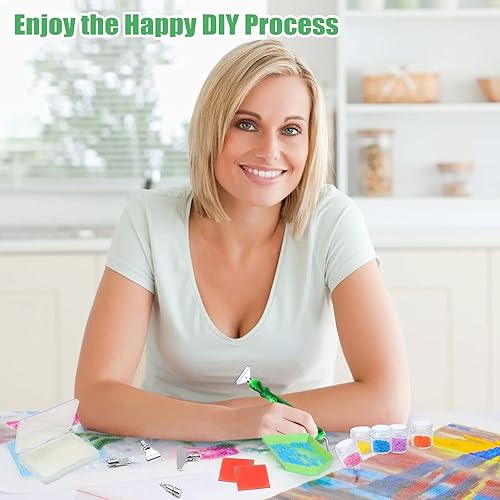 Miniatura 6 de ZYNERY Kit de 13 bolígrafos de pintura de diamante, bolígrafos ergonómicos de arte de diamante con 6 puntas de tornillo de acero inoxidable y 6
