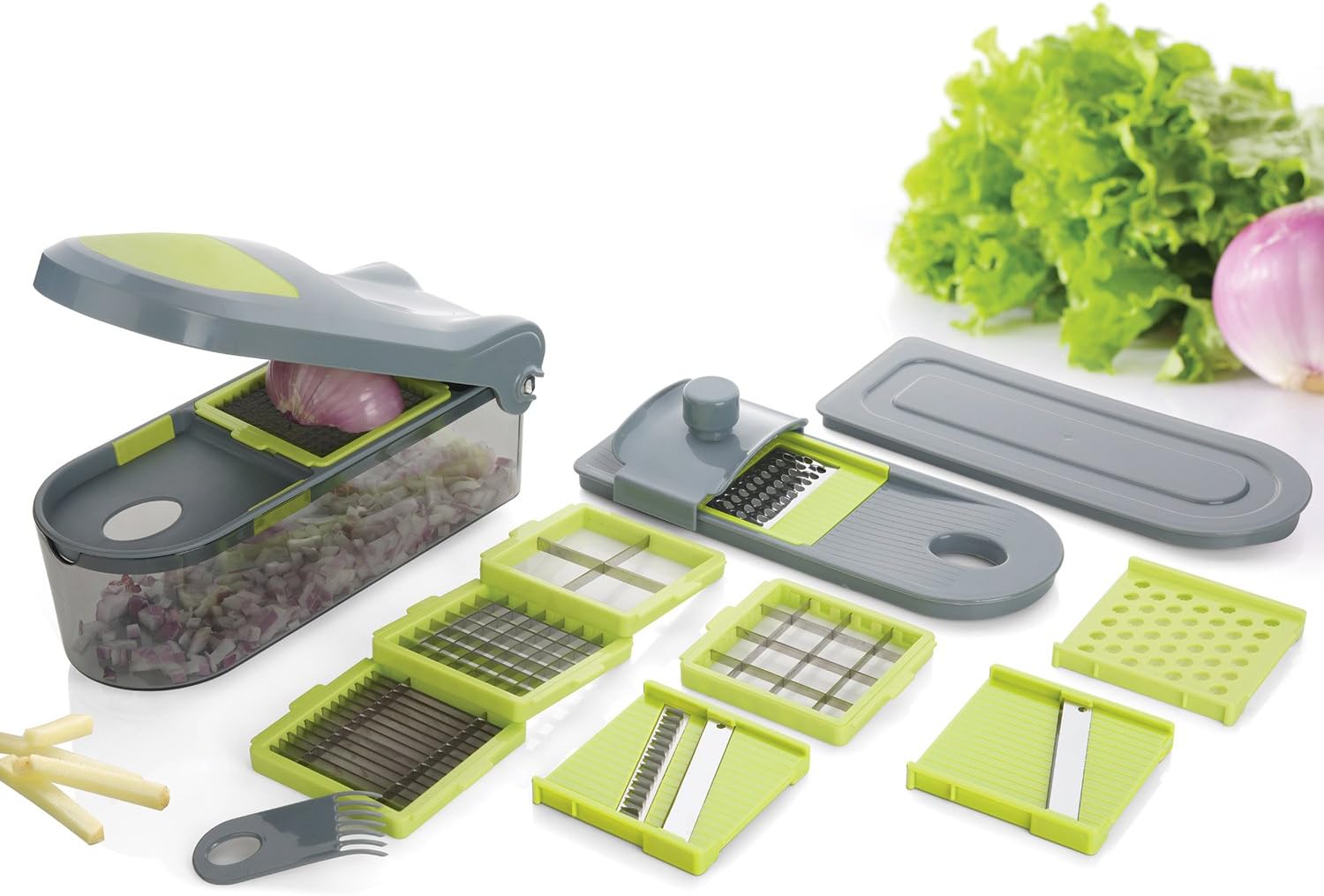 Kalokelvin Vegetable Choppers Vegetarian Chopper Mandoline Slicer 10in1 Multifunctional Vegetable & Fruit Shredder Slicer Chopper/Onion Chopper/Manual Food Choppers/Food Dicer(1500 ML)