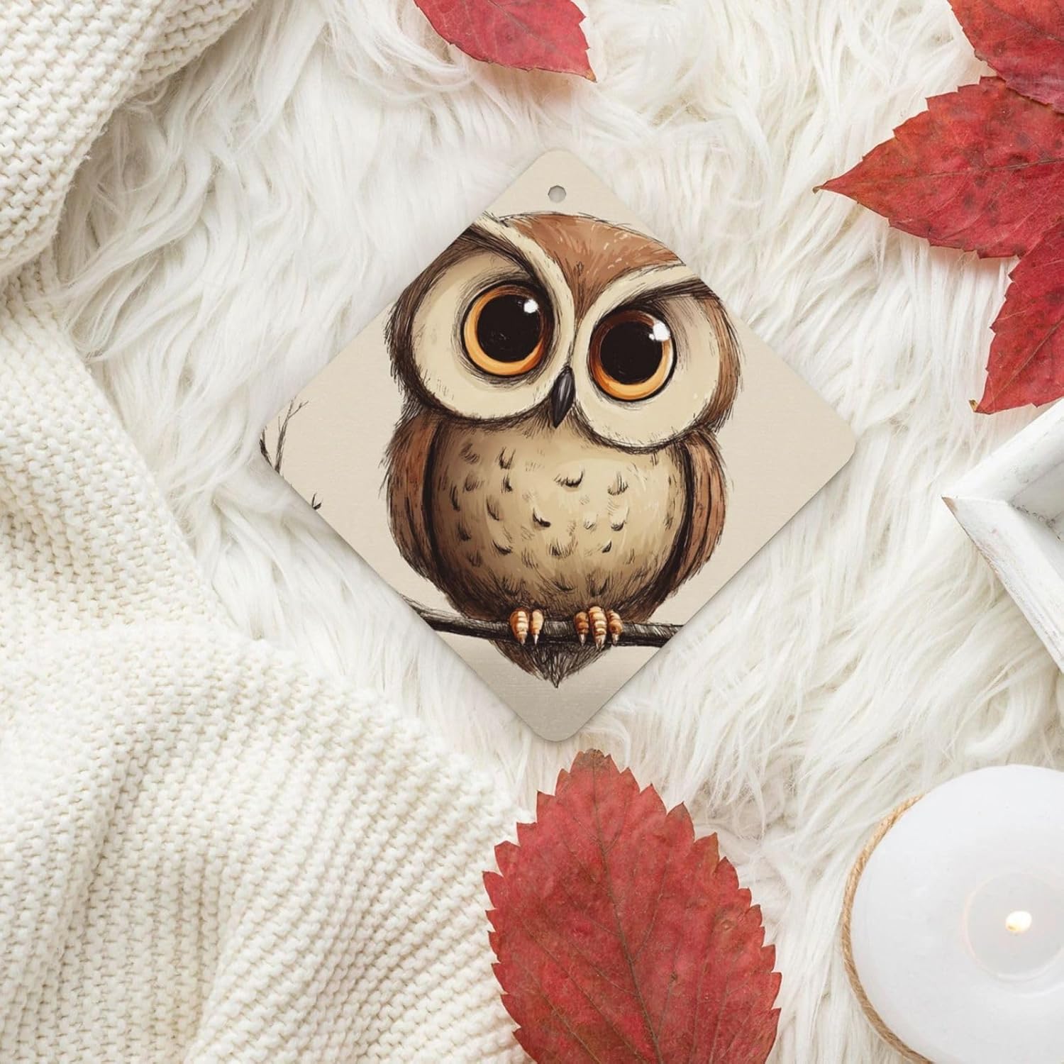 Car Air Freshener 24 PCS Cute Owl Hanging Car Air Fresheners Auto Interior Decor Card Freshener Strong Scented Card Lavender Cars Scents for Office Bedroom Close Drawer Square