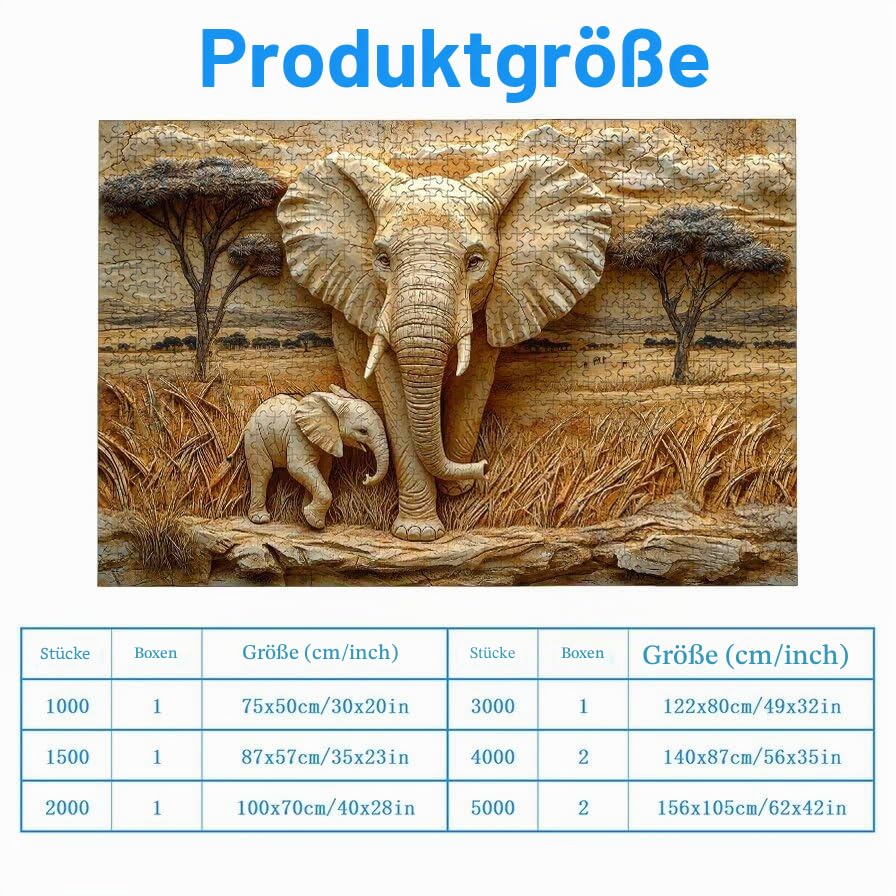 Puzzle 5000 Teile Afrika, Elefant Puzzle 5000 Teile Erwachsene, Holzpuzzle Erwachsene mit Exquisiter Verpackungsbox, Klassische Puzzles für Die Ganze Familie, Holzpuzzle für Geschenke, Dekor, -5182
