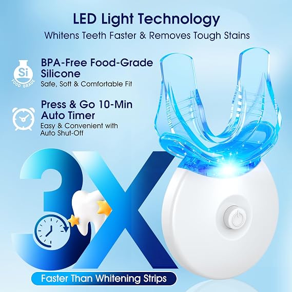 Teeth Whitening Kit with LED Light 3 Whitening Gel Pens + 2 Desensitizing Pens 35% Carbamide Peroxide Whiten Teeth in 7 Days Safe for Sensitive Teeth & Enamel, 0.7 Fl Oz (Mint)