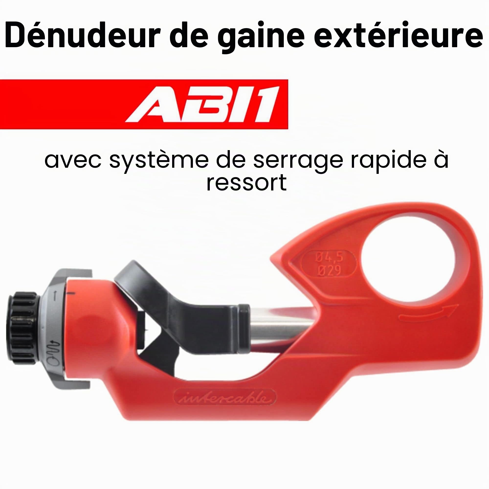 ABI1 Dénudeur de Câble pour Ø 4,5-29 mm - Outil à Dénuder Professionnel | Lame réglable 0,1-3 mm pour coupe circulaire et longitudinale, système de serrage à ressort, idéal pour câbles ronds.